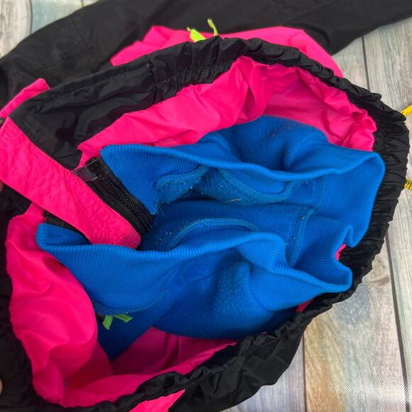 Columbia Vintage Ski Jacket 90s Large Neon Bugaboo Double Layer Coat Black Pink - Picture 8 of 8